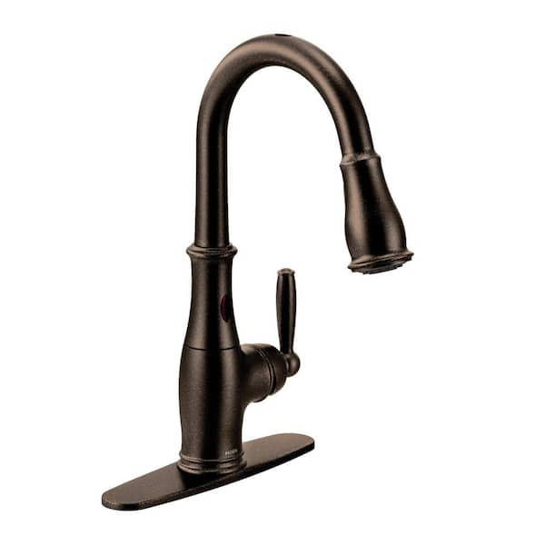 Moen Brantford Single Handle Pull Down Sprayer Touchless Kitchen Faucet With Motionsense And Reflex In Oil Rubbed Bronze 7185eorb The Home Depot