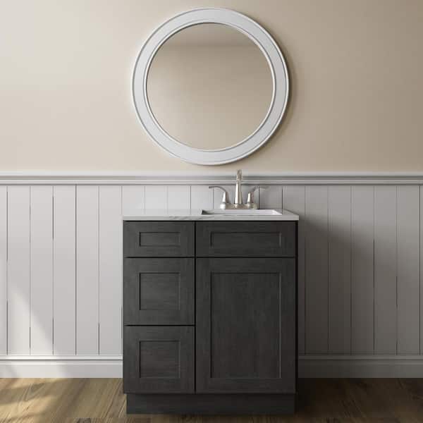 HOMEIBRO 30 in. W x 21 in. D x 34.5 in. H Shaker Charcoal Plywood Ready to Assemble Vanity Base Kitchen Cabinet without Top