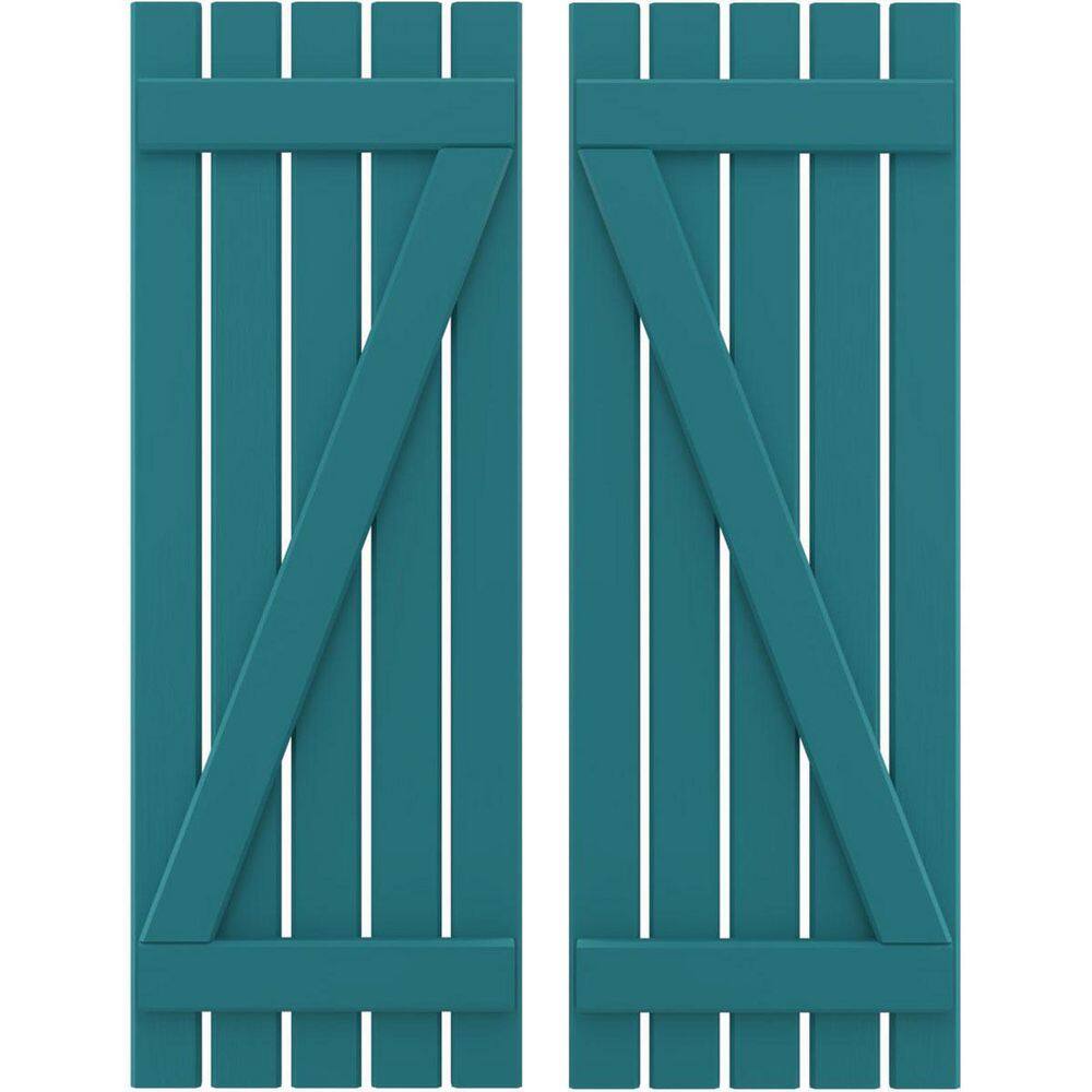19-1/2 in. W x 72 in. H Americraft 5-Board Exterior Real Wood Spaced Board and Batten Shutters with Z-Bar in Antigua price history on PriceWatchPro