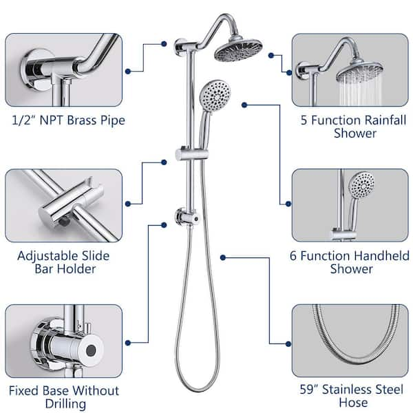 Tahanbath 3-Spray Luxury Bathroom Shower Set Shower Head 2.5 GPM Wall  Mounted Ceramic Style Shower System in Matte Black X-W1219-W1219106070 -  The Home Depot