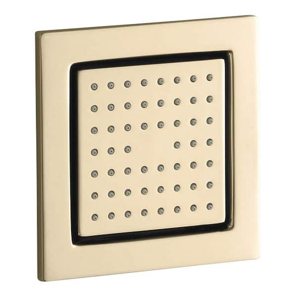 KOHLER WaterTile 4-7/8 in. Square 2.5 GPM 54-Nozzle Body Spray with Soothing Spray in Vibrant French Gold