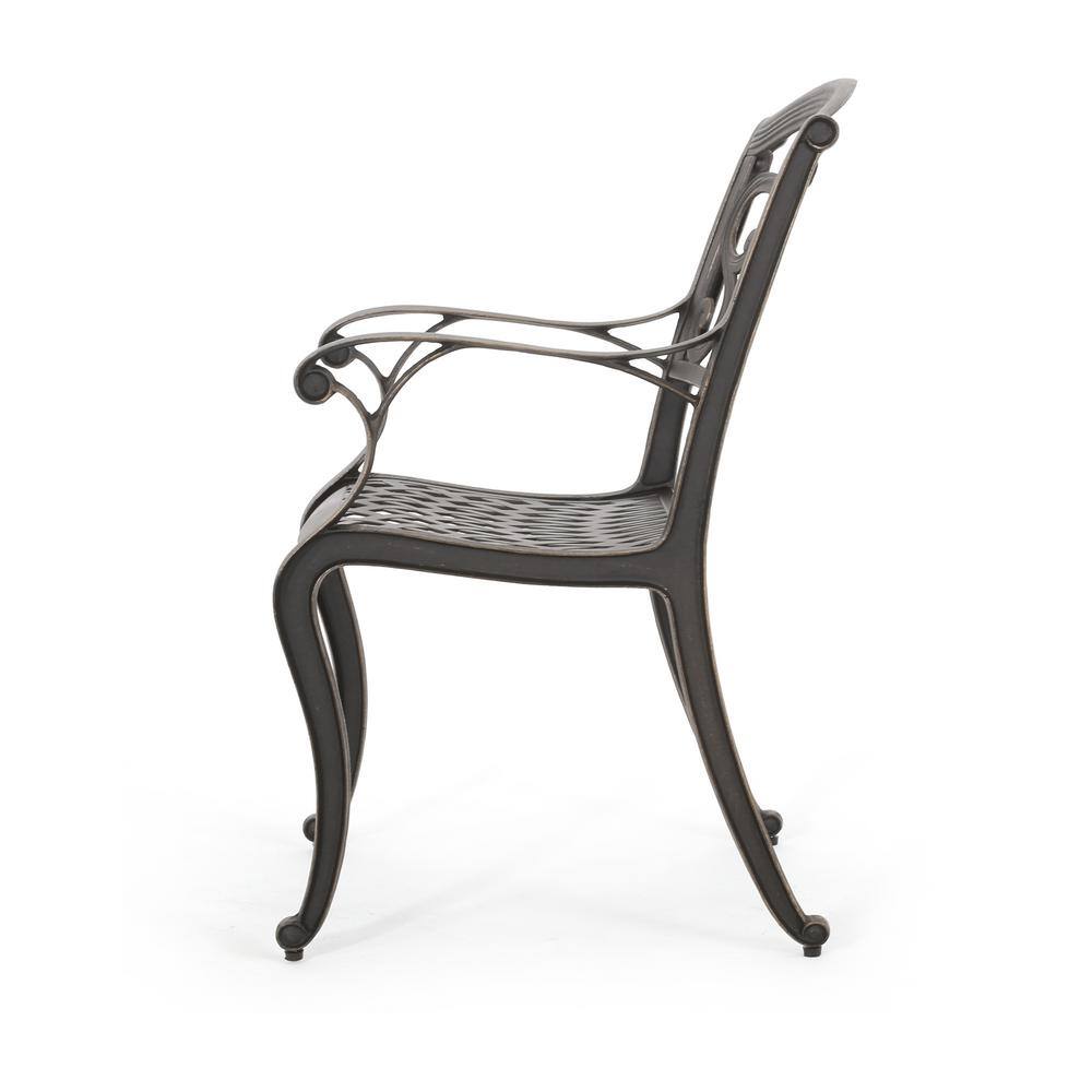 Soft Cloud Patina Copper Cast Aluminum Outdoor Dining Chairs, Set of 2