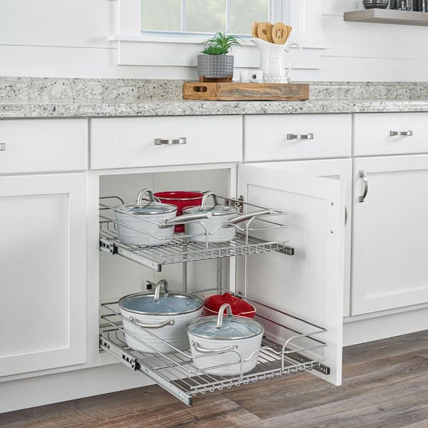 Chrome Kitchen Cabinet Pull Out Shelf Organizer, 18 x 22 In, 5WB2-1822CR-1