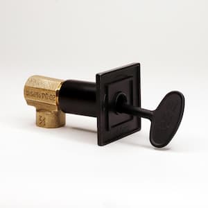 Square Universal Gas Valve Flange and Key with 1/2 in. Angled Valve in Flat Black