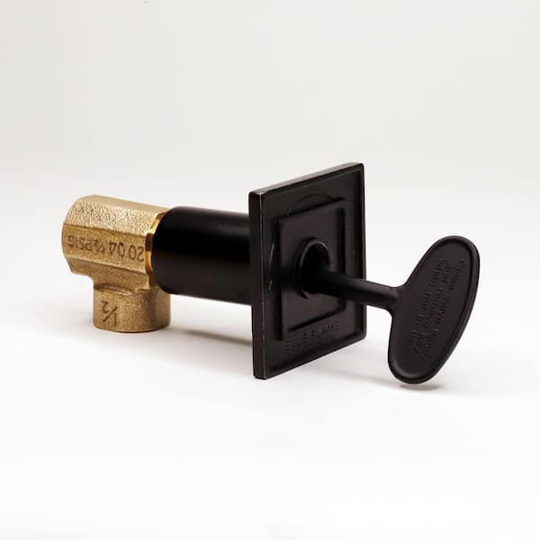 Blue Flame Square Universal Gas Valve Flange and Key with 1/2 in. Angled Valve in Flat Black