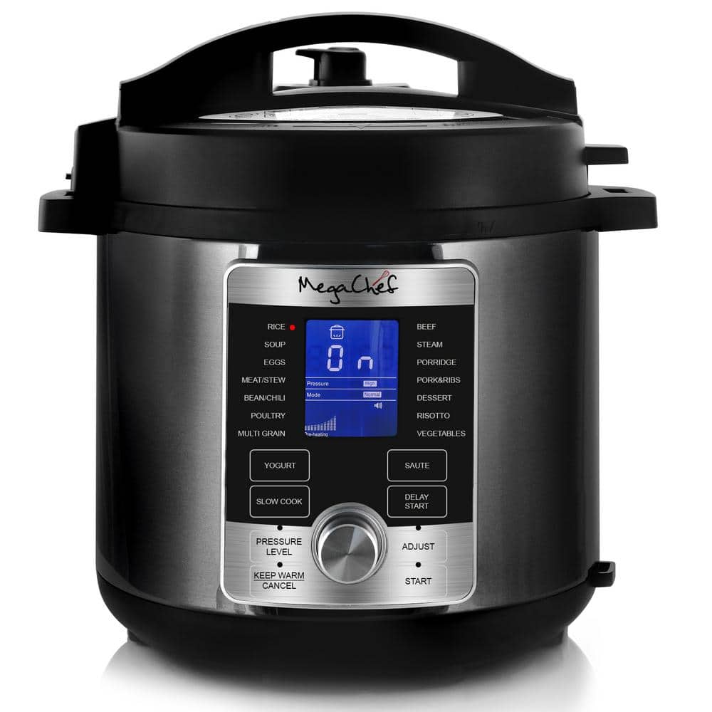 MegaChef 6 Qt Grey Stainless Steel Digital Pressure Cooker