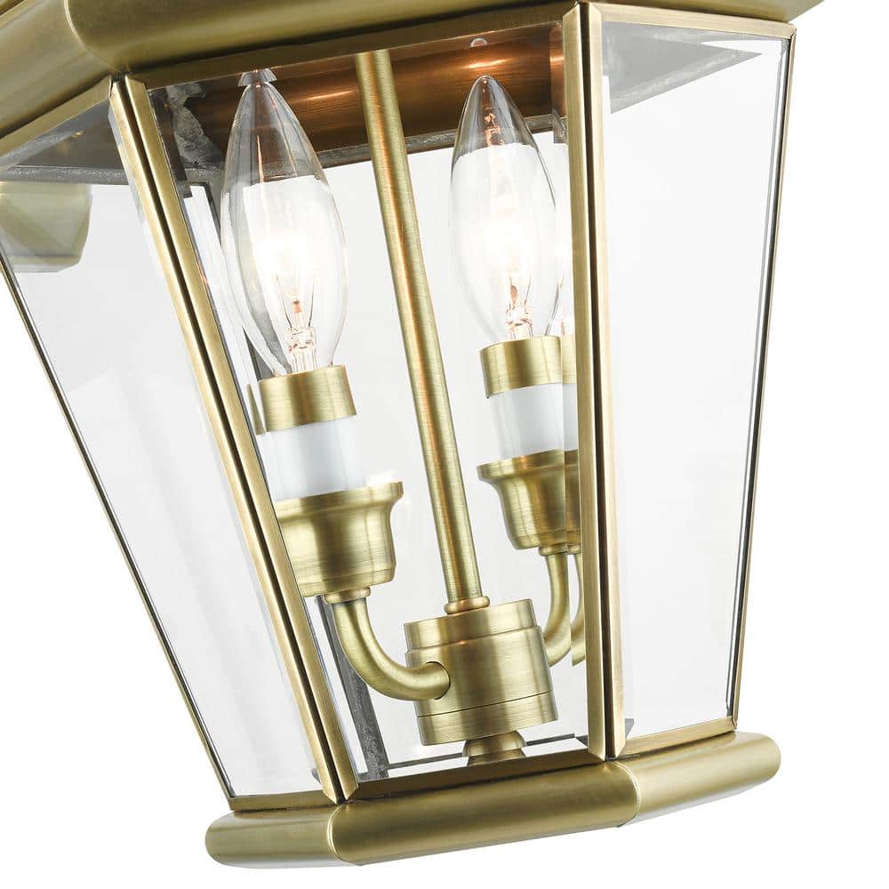 Antique Brass and Bronze 2-Light Outdoor Wall Lantern