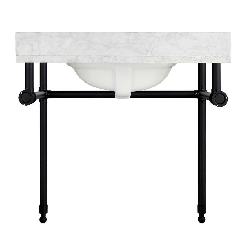 Matte Black Wall-Mount Console Sink with Stone Countertop