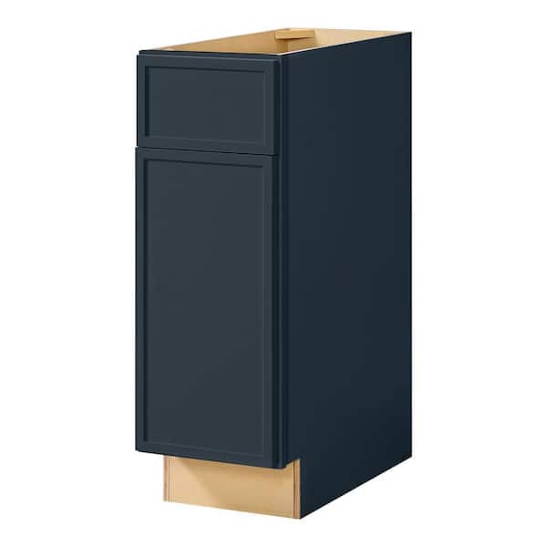 Leyton 12 in. W x 24 in. D x 34.5 in. H Ready to Assemble Plywood Slim Shaker Base Kitchen Cabinet in Ink Blue