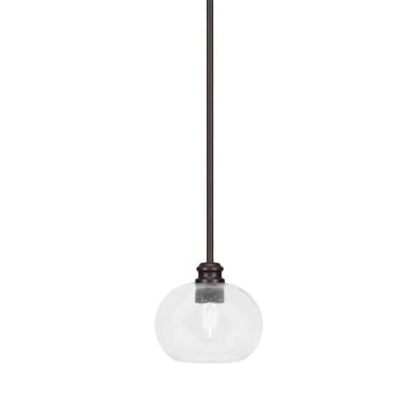 Unbranded Albany 60-Watt 1-Light Espresso Shaded Pendant Light with Clear Bubble Glass Shade, No Bulbs Included