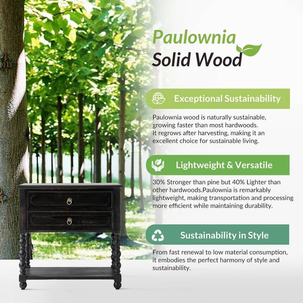 June 30 in. Blue Square Wood End Table with Built-in Charging Outlets - thumbnail 4
