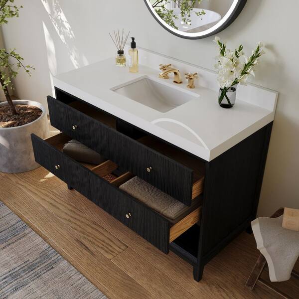 Ancerre Designs Momo 48 in. W Single Sinks Freestanding Black Oak