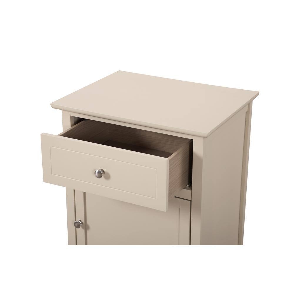Lzzy Beige Solid & Manufactured Wood 1-Drawer Nightstand