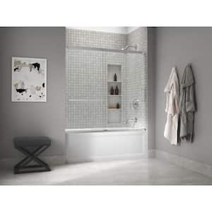 Elate 56-60 in. W x 57 in. H Sliding Frameless Bathtub Door in Bright Silver with Crystal Clear Glass