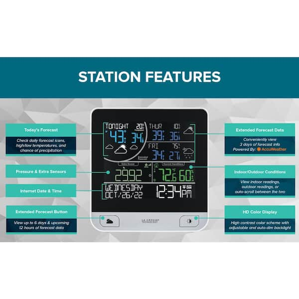 La Crosse Technology Wi-Fi Multi-Day Color Forecast Digital Weather Station  V15-TH - The Home Depot