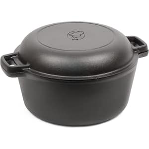 5 Qt. Non-Stick Cast Iron Dutch Oven in Black with Skillet Lid