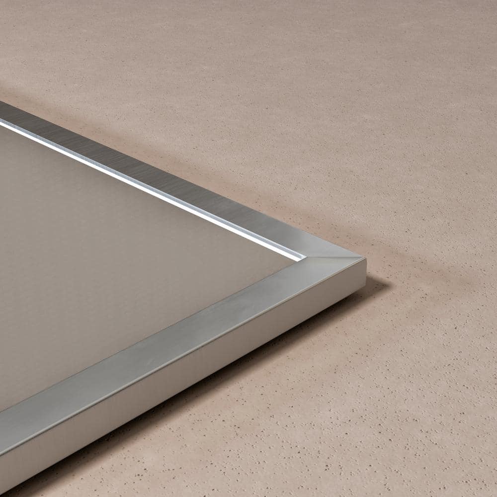 Large Brushed Silver Rectangular Metal Bathroom Vanity Mirror