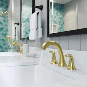 Ladera 8 in. Widespread Double Handle Bathroom Faucet in Brushed Gold