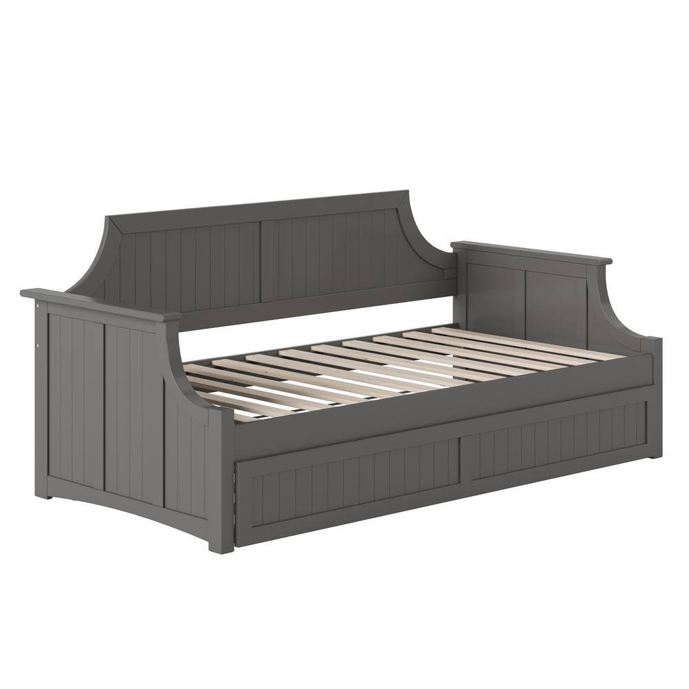 Cambridge Gray Twin Wood Daybed with Trundle and Storage