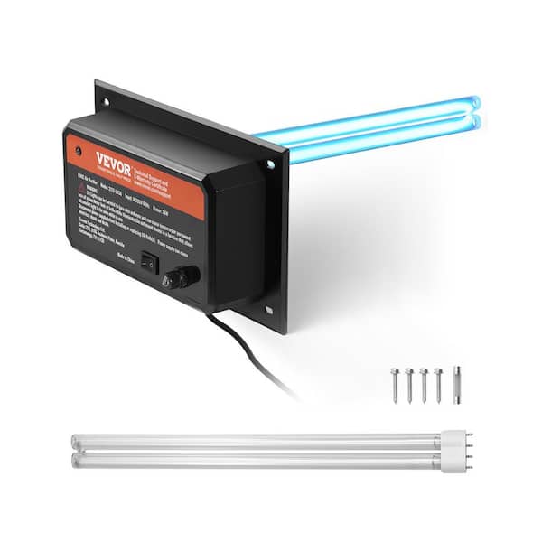 HVAC Air Purifier 1500 Sq. Ft. UV UVC Whole House Air Purifier in Black 16in. Duct for AC Duct Air Scrubber with Bulb