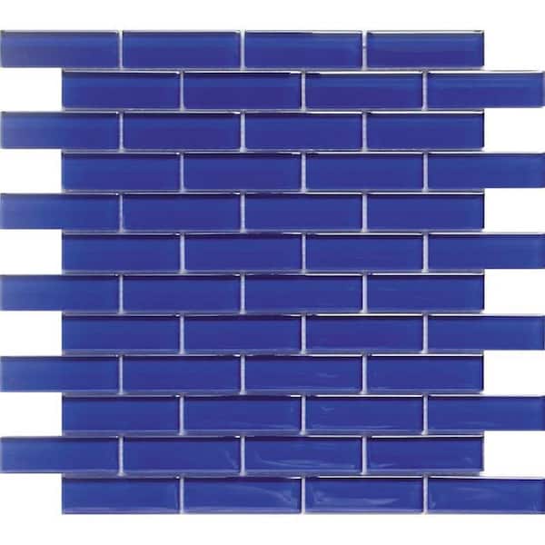 Apollo Tile Cobalt Blue 11.9 in. x 11.9 in. Polished Glass Mosaic Tile (4.92 sq. ft./Case)
