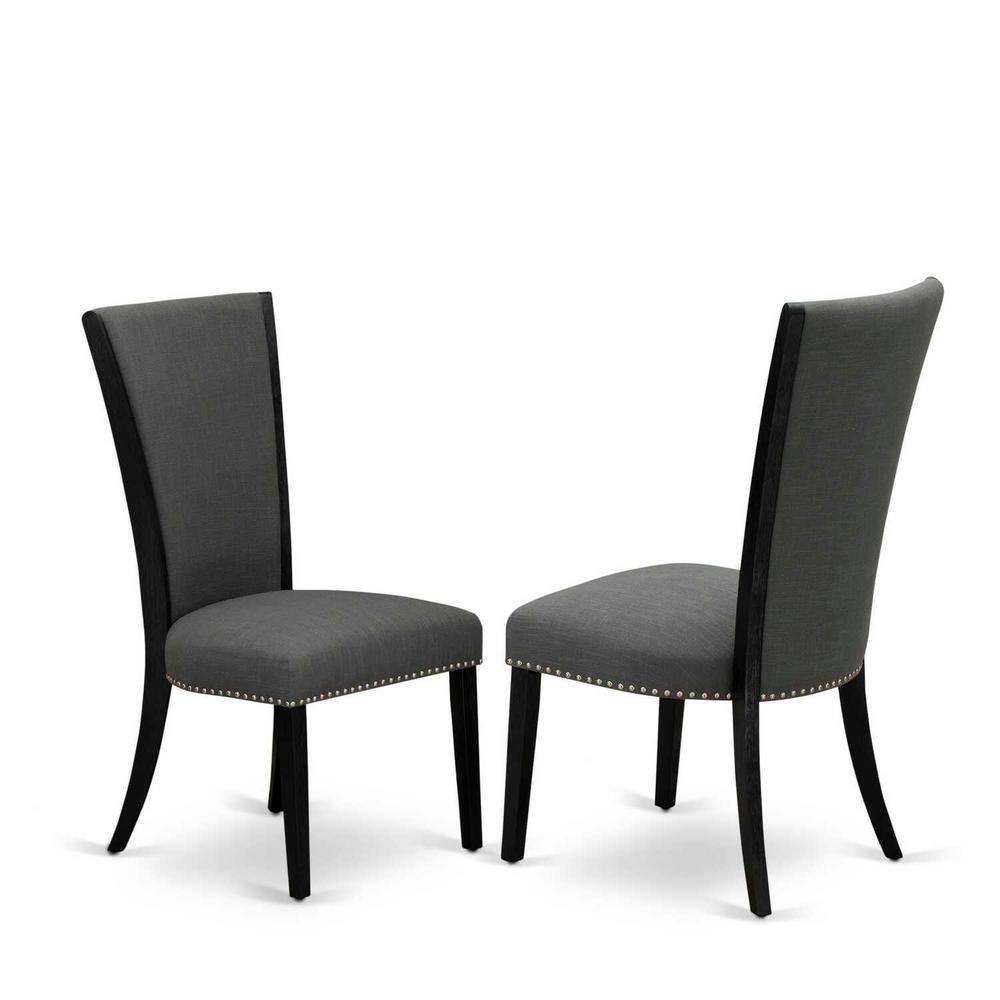 Natural Oak Finish 7-Piece Dining Set with Dark Gray Fabric Chairs