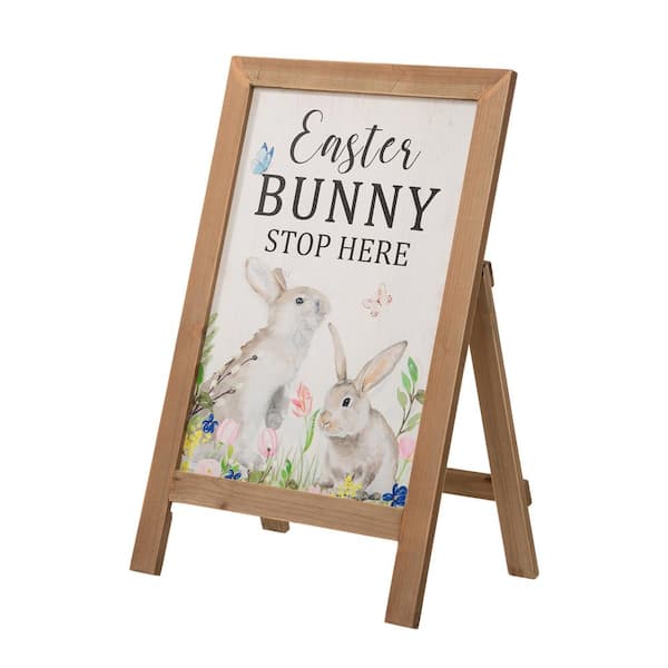 Glitzhome 24 in. H Wooden Easter Porch Sign/Standing Decor GH2006700007 ...