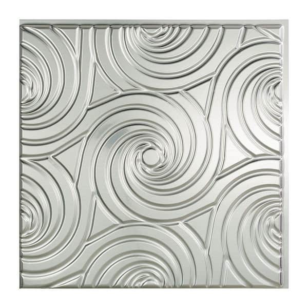 Fasade Typhoon 2 ft. x 2 ft. Glue Up PVC Ceiling Tile in Brushed Aluminum