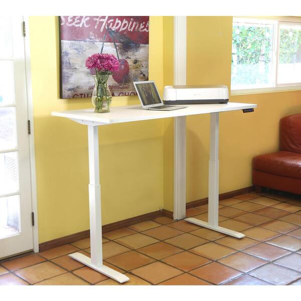 Motionwise 60 in. Electric White Adjustable Height Standing Desk with