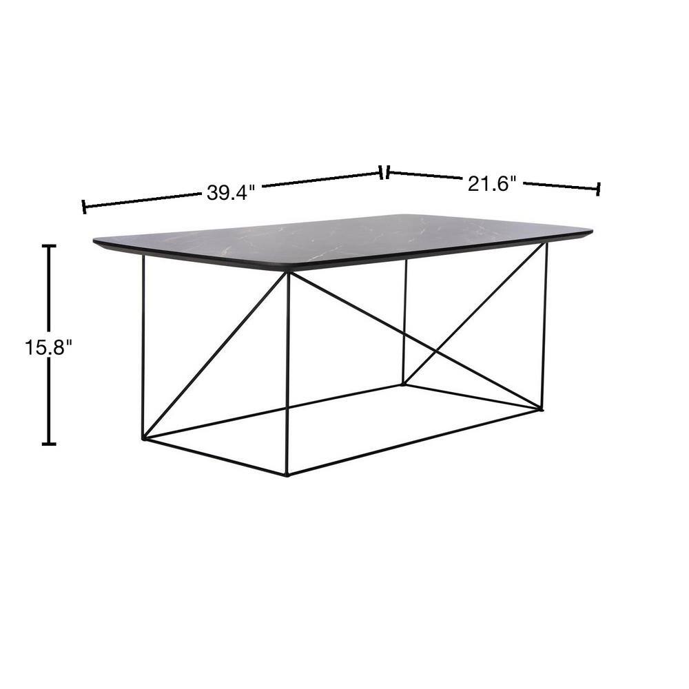 Transitional Black & Gray Rectangular Wood Coffee Table