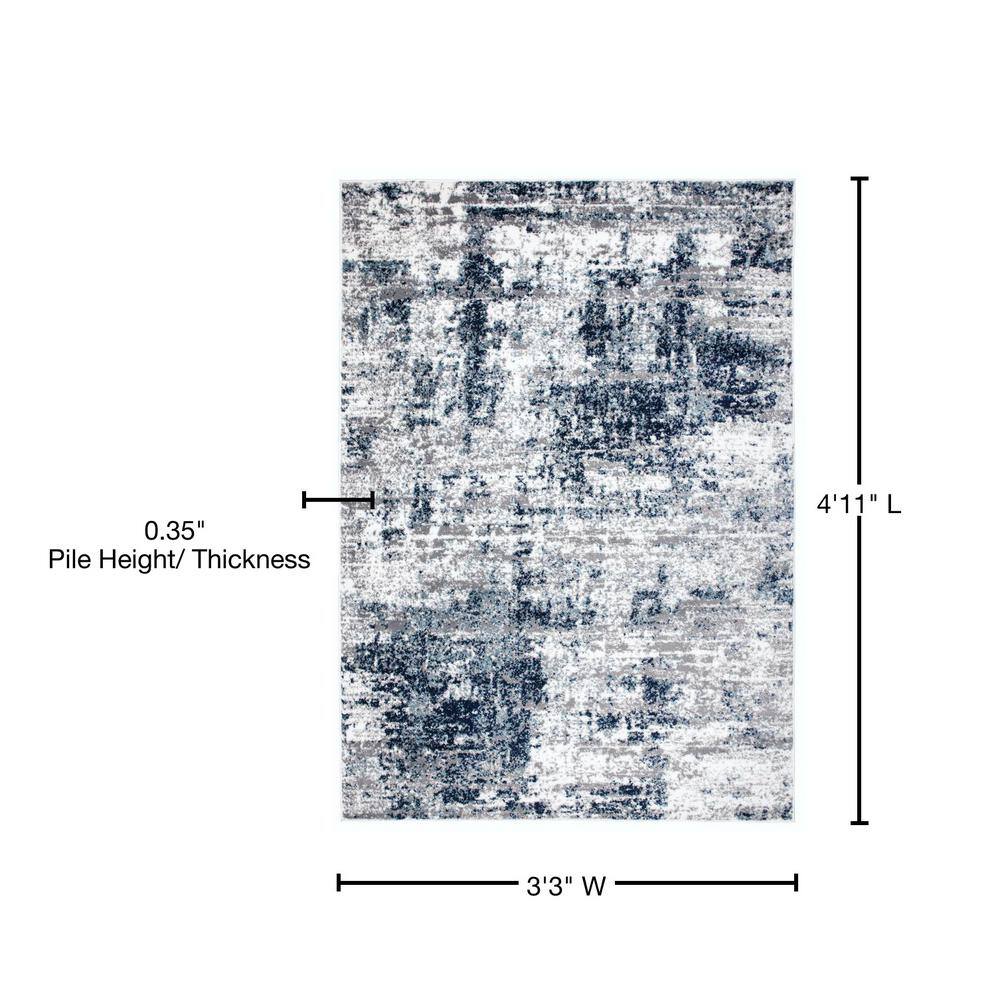 Blue and Gray Abstract Rectangular Area Rug