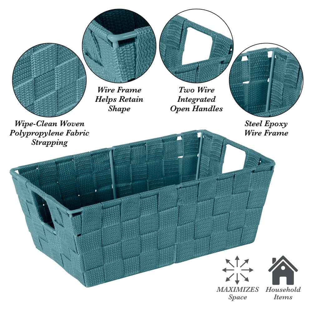Sapphire Woven Polypropylene Lidded Storage Box with Epoxy Wire Frame