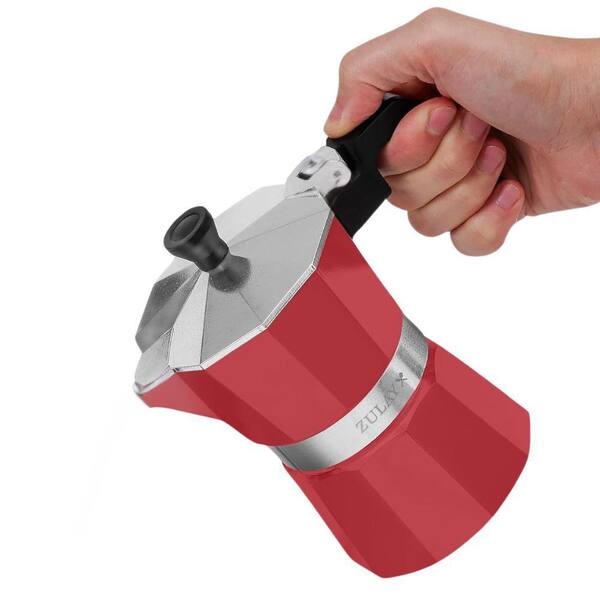 Zulay Kitchen 3-Cup Premium Moka Pot Stovetop Espresso Maker-Red Z