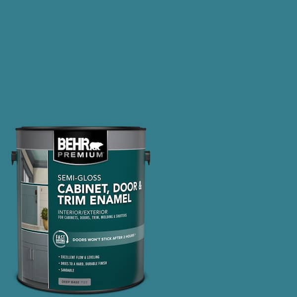 1 gal. #HDC-CL-27 Calypso Blue Semi-Gloss Enamel Interior/Exterior Cabinet, Door & Trim Paint