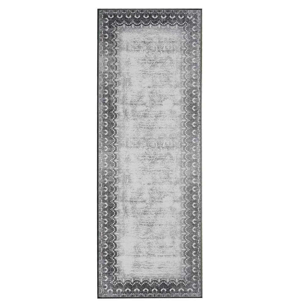 My Magic Carpet Parviz Grey Washable Area Rug 5'x7