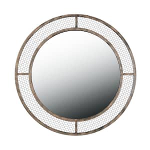 Medium Oval Brown Casual Mirror (34 in. H x 34 in. W)