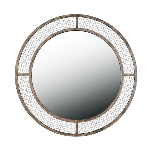 Manor Brook Medium Oval Brown Casual Mirror (34 in. H x 34 in. W)