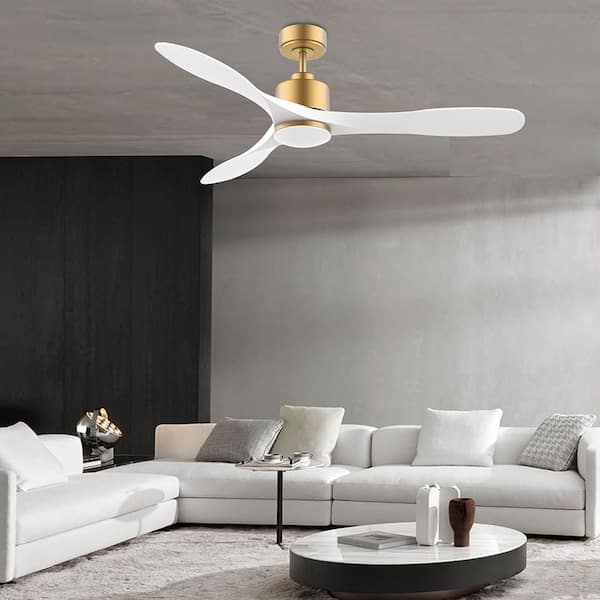 52 in. Smart Gold 3 Blades WiFi Alexa APP Downrod Standard Ceiling Fans with Lights and Remote Included
