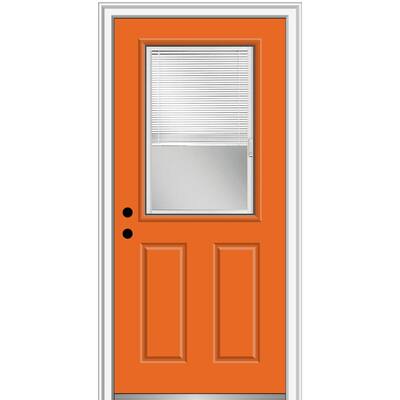 36 in. x 80 in. Internal Blinds Right-Hand Inswing Clear 1/2 Lite Painted Fiberglass Prehung Front Door 4-9/16 in. Frame