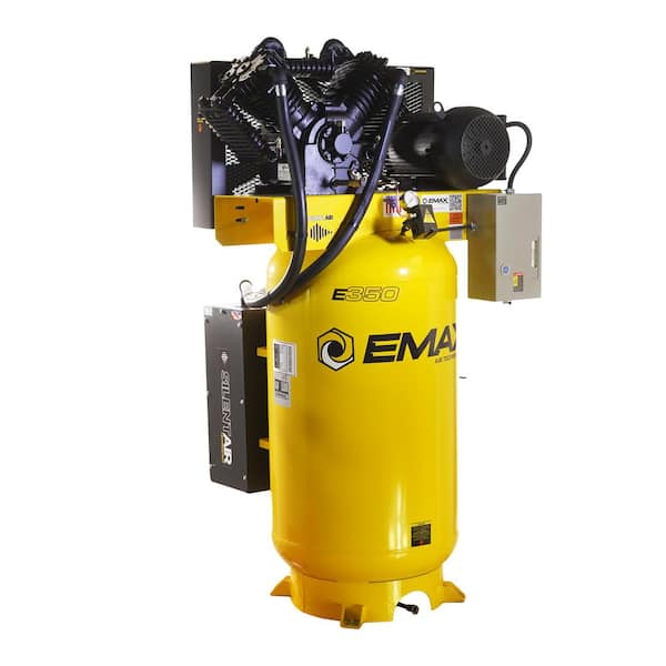 EMAX 80 Gal. 10 HP V4 1-Phase Silent Air 175 PSI Electric Air Compressor with Isolator Pads and Auto Drain
