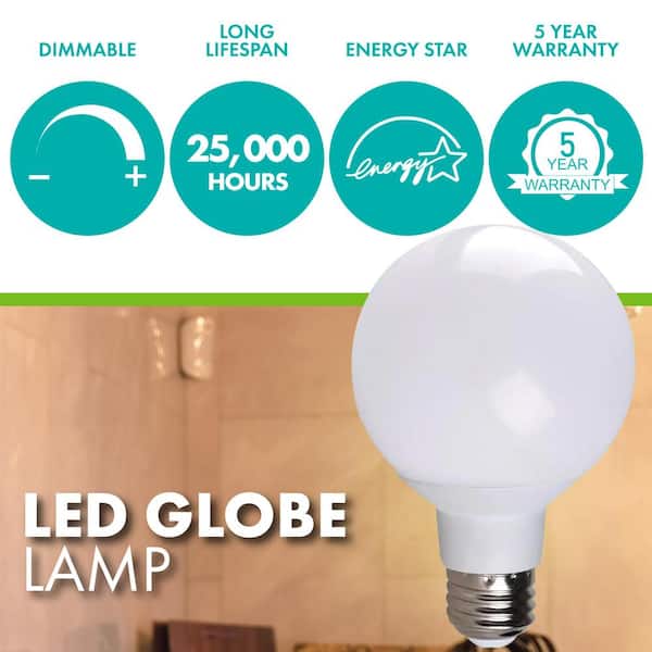 Simply Conserve 40-Watt Equivalent G25 Soft White Dimmable 25,000-Hour LED Light Bulb (24-Pack)