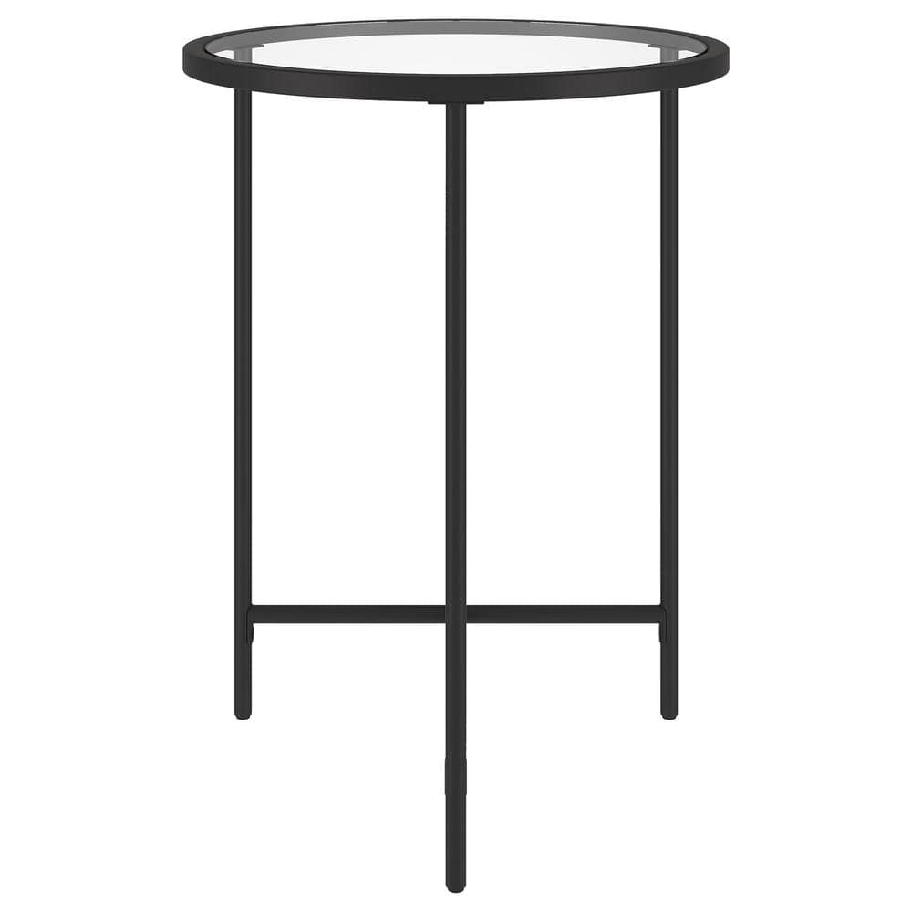 Meyer&Cross Berenson 18 in. Blackened Bronze Round Glass Top End Table