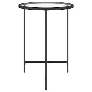 Berenson 18 in. Blackened Bronze Round Glass Top End Table