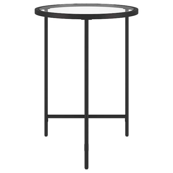 Berenson 18 in. Blackened Bronze Round Glass Top End Table