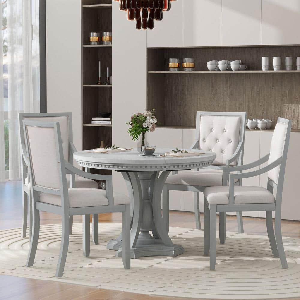 Gray round dining discount set