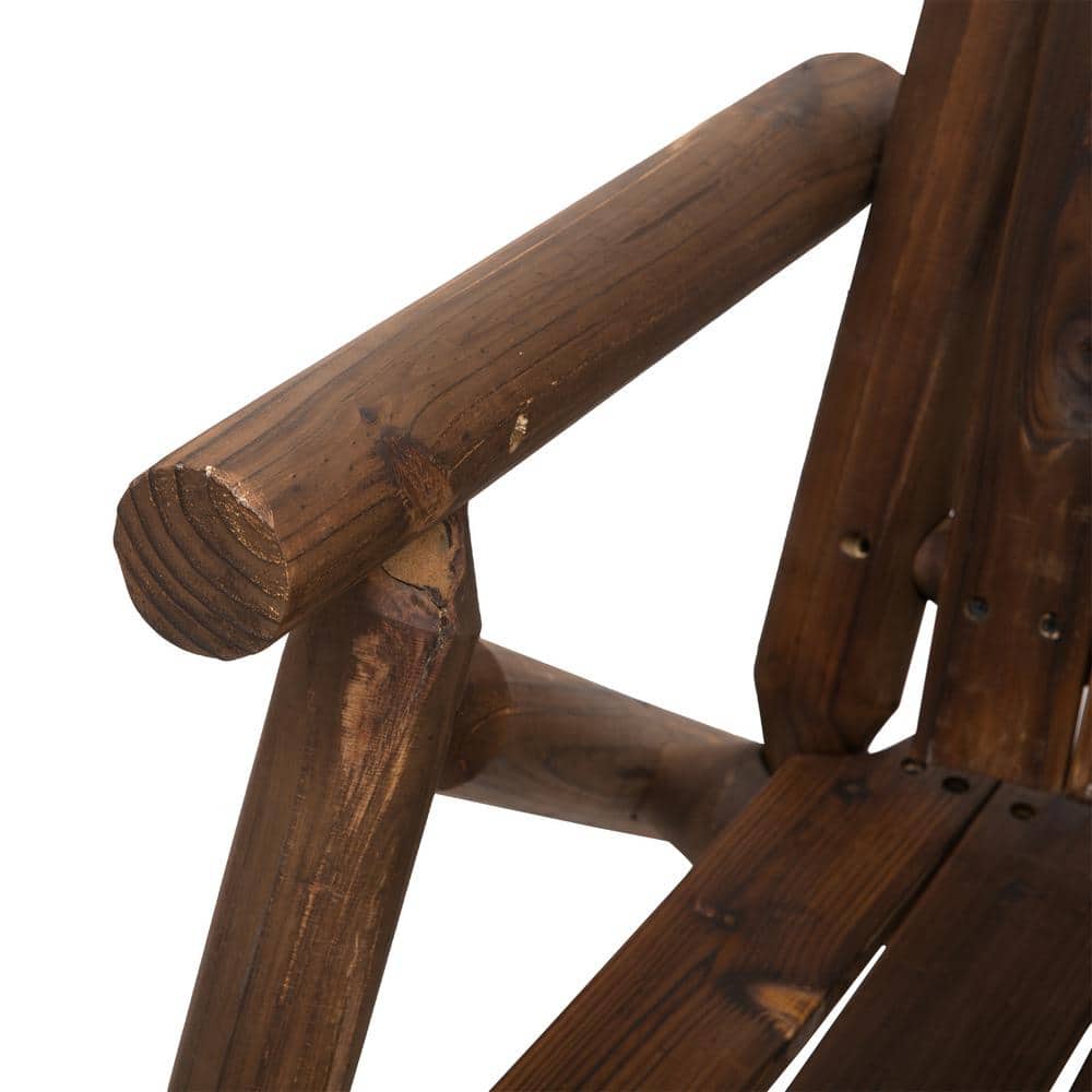 Rustic Twin-Seater Adirondack Bench with Integrated Table