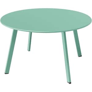 27.6 in. Green Round Outdoor Coffee Table