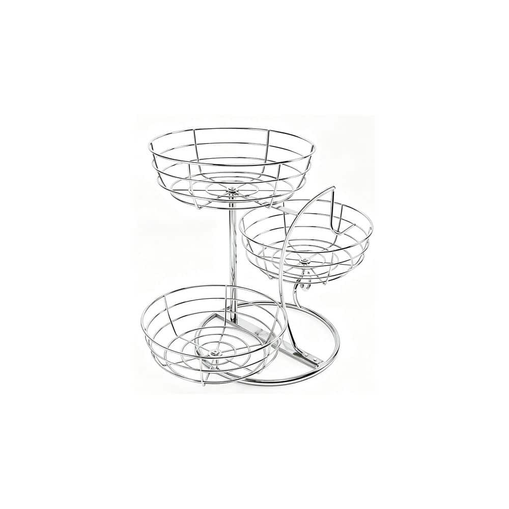 Numhew 1-Piece Chrome Fruit Basket Bowl with Banana Hanger 3-Tier