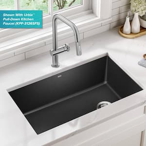 Forteza Undermount Granite 32 in. Single Bowl Kitchen Sink in Black