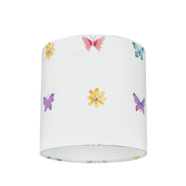 Aspen Creative Corporation 8 In X White And Erflies Flowers Drum Cylinder Lamp Shade 31062 The Home Depot Flowers Drum Cylinder Lamp Shade, Laura Ashley Childrens Lamp Shades